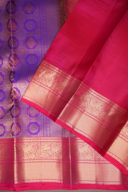 Royal Purple & Rani Pink Kanchipuram Silk Saree|Silk Mark Certified