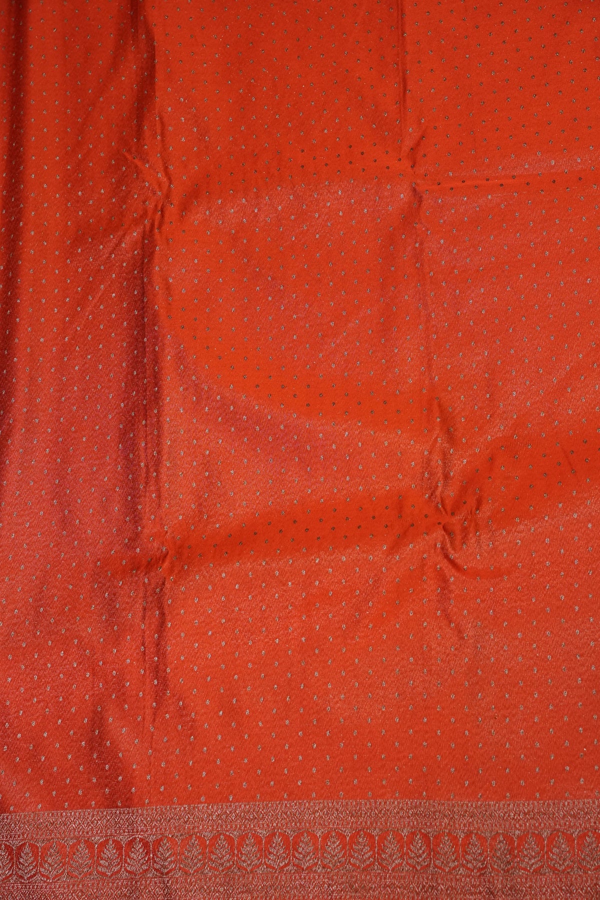 Satin Georgette Banarasi Saree with Antique Buttas & Border – Orange