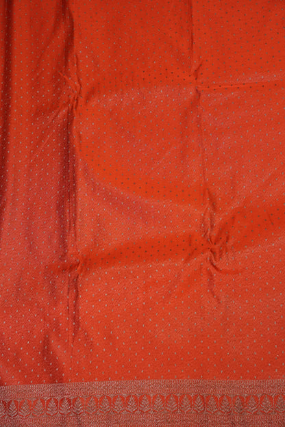 Satin Georgette Banarasi Saree with Antique Buttas & Border – Orange