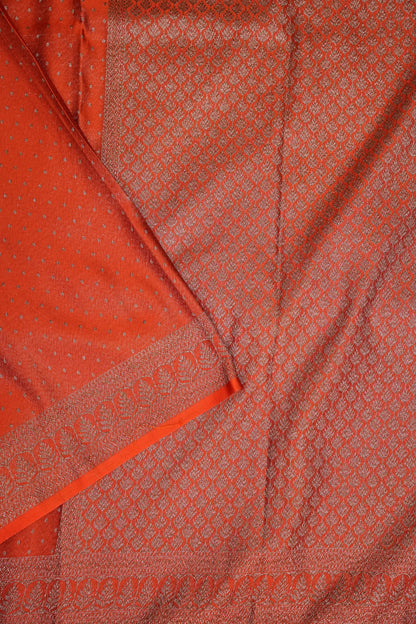 Satin Georgette Banarasi Saree with Antique Buttas & Border – Orange
