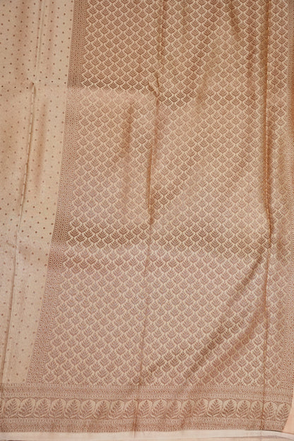 Satin Georgette Banarasi Saree with Antique Buttas & Border – Ivory