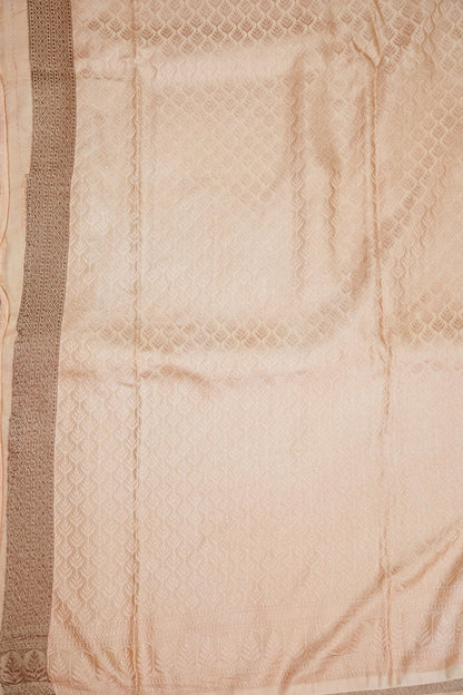 Satin Georgette Banarasi Saree with Antique Buttas & Border – Ivory