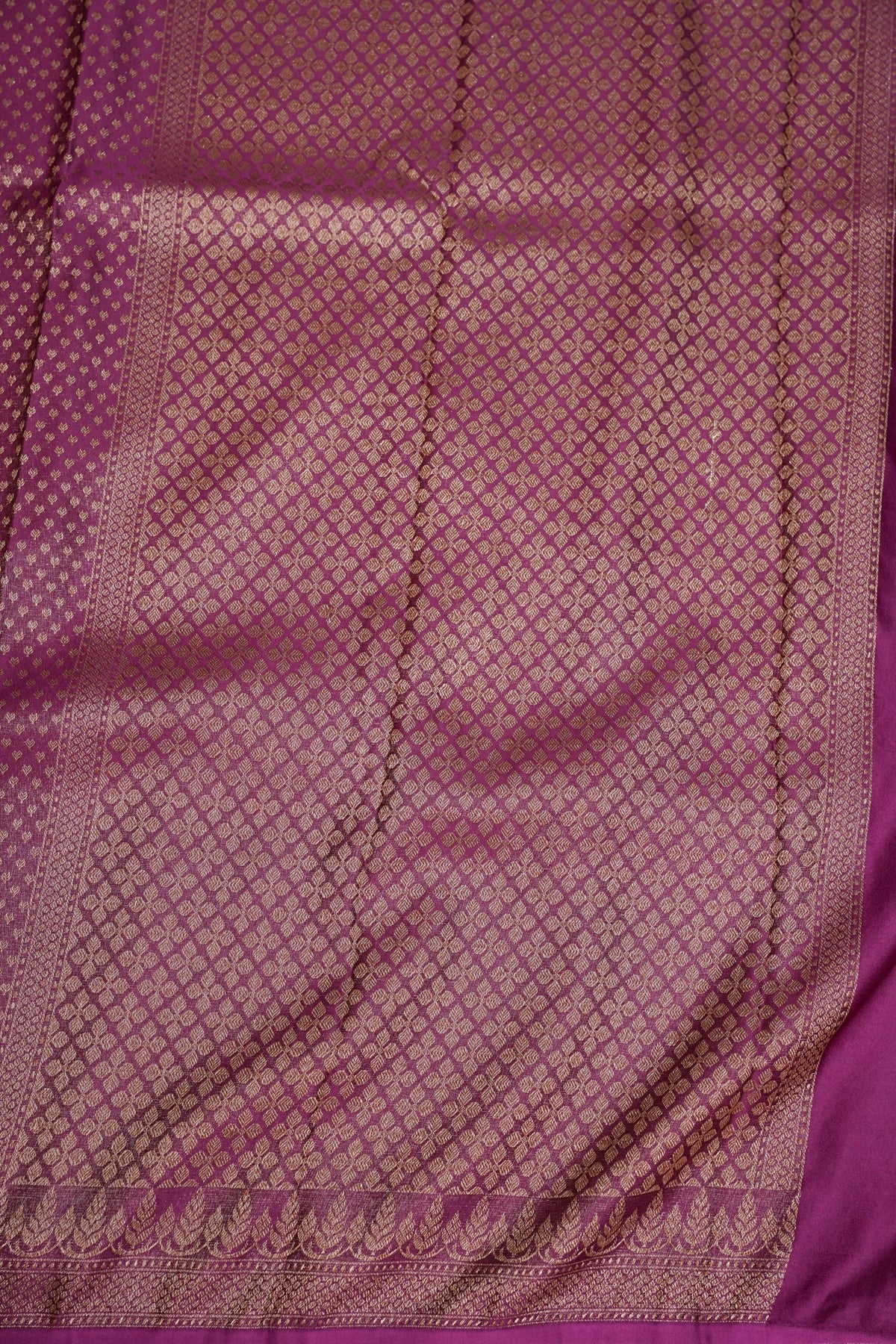 Satin Georgette Banarasi Saree with Antique Buttas & Border – Magenta