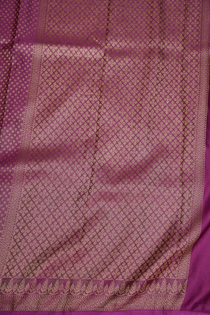 Satin Georgette Banarasi Saree with Antique Buttas & Border – Magenta