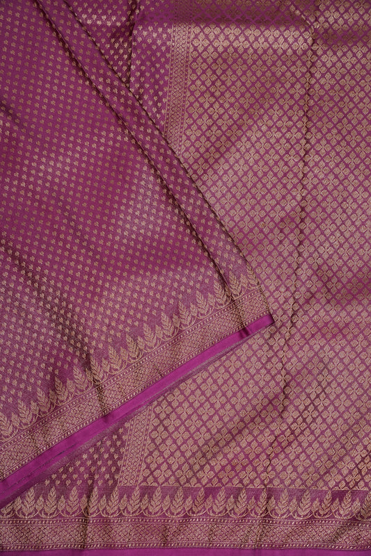 Satin Georgette Banarasi Saree with Antique Buttas & Border – Magenta