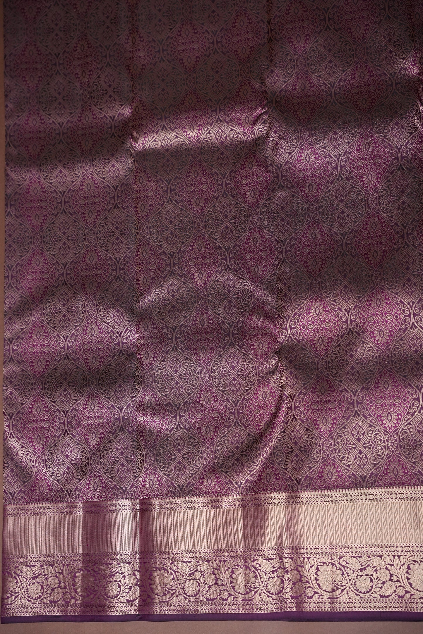 Mauve Purple Pure Kanchipuram Silk Saree with Gold Zari Weaving|Silk Mark Certified