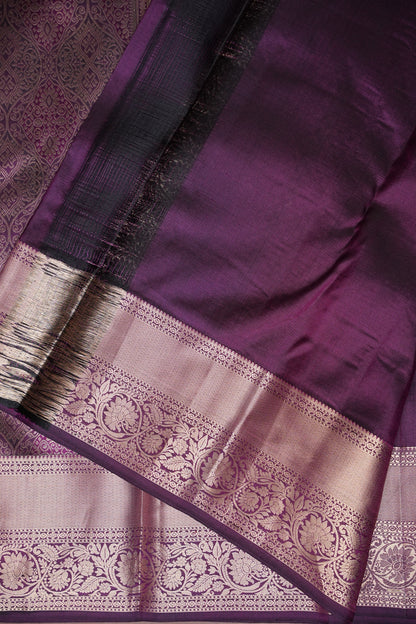 Mauve Purple Pure Kanchipuram Silk Saree with Gold Zari Weaving|Silk Mark Certified