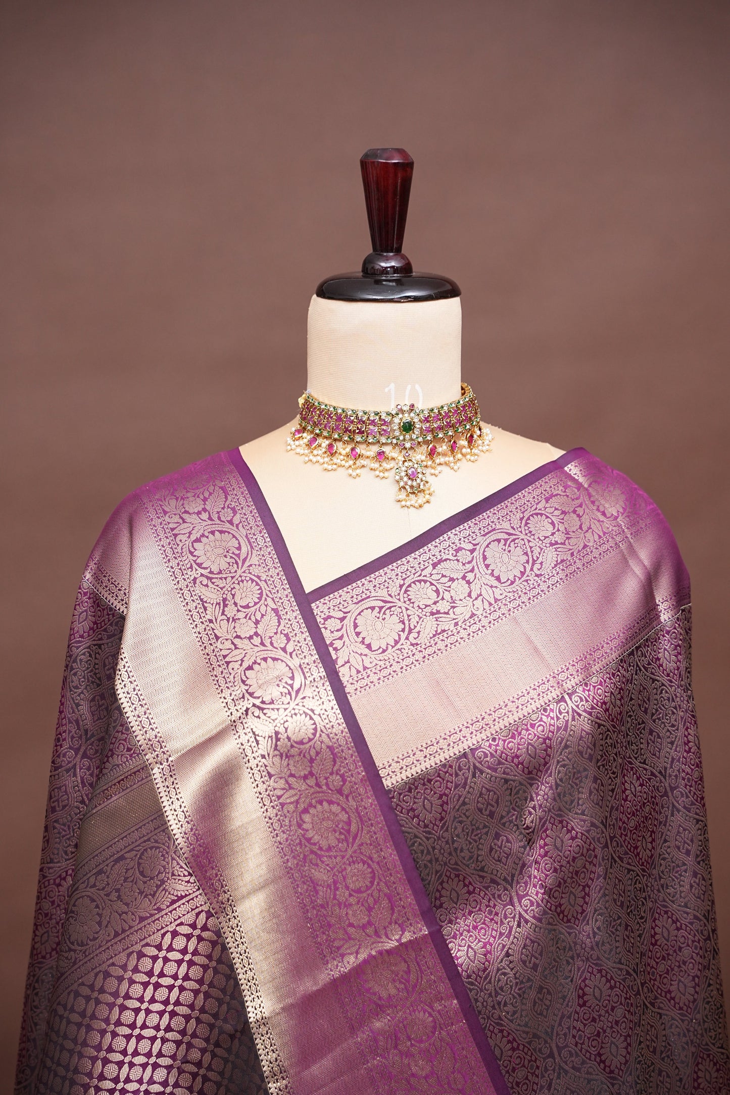 Mauve Purple Pure Kanchipuram Silk Saree with Gold Zari Weaving|Silk Mark Certified