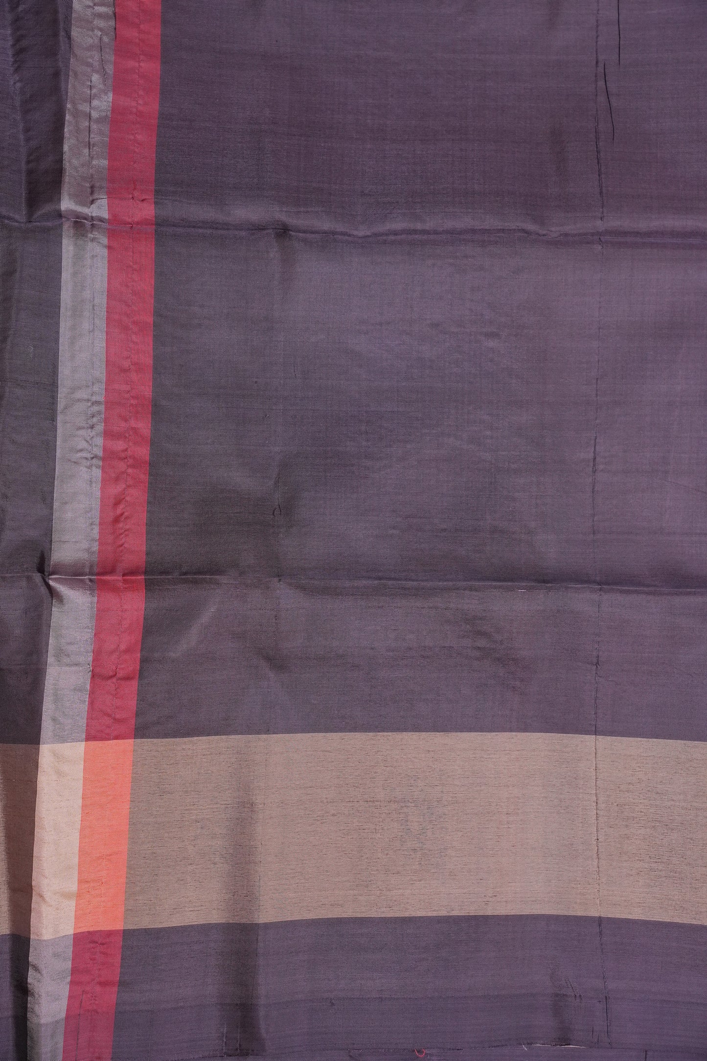 Handwoven Vegan Banana Pith Saree – Chocolate brown & Ivory White with Traditional Motifs