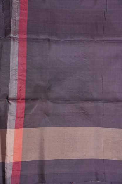 Handwoven Vegan Banana Pith Saree – Chocolate brown & Ivory White with Traditional Motifs