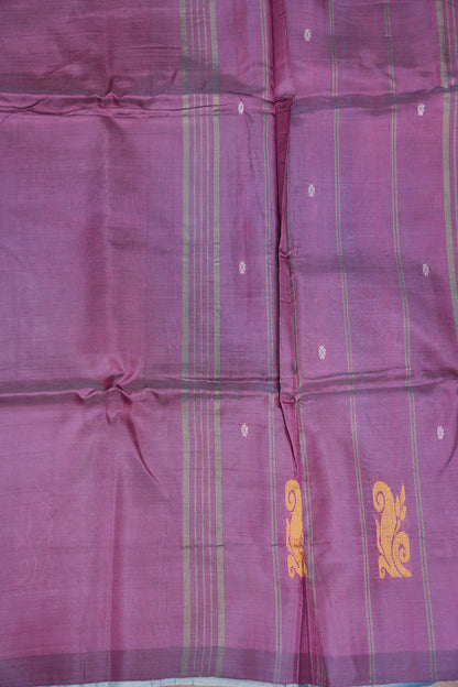 Handwoven Vegan Banana Pith Saree – Aqua Blue and Purple