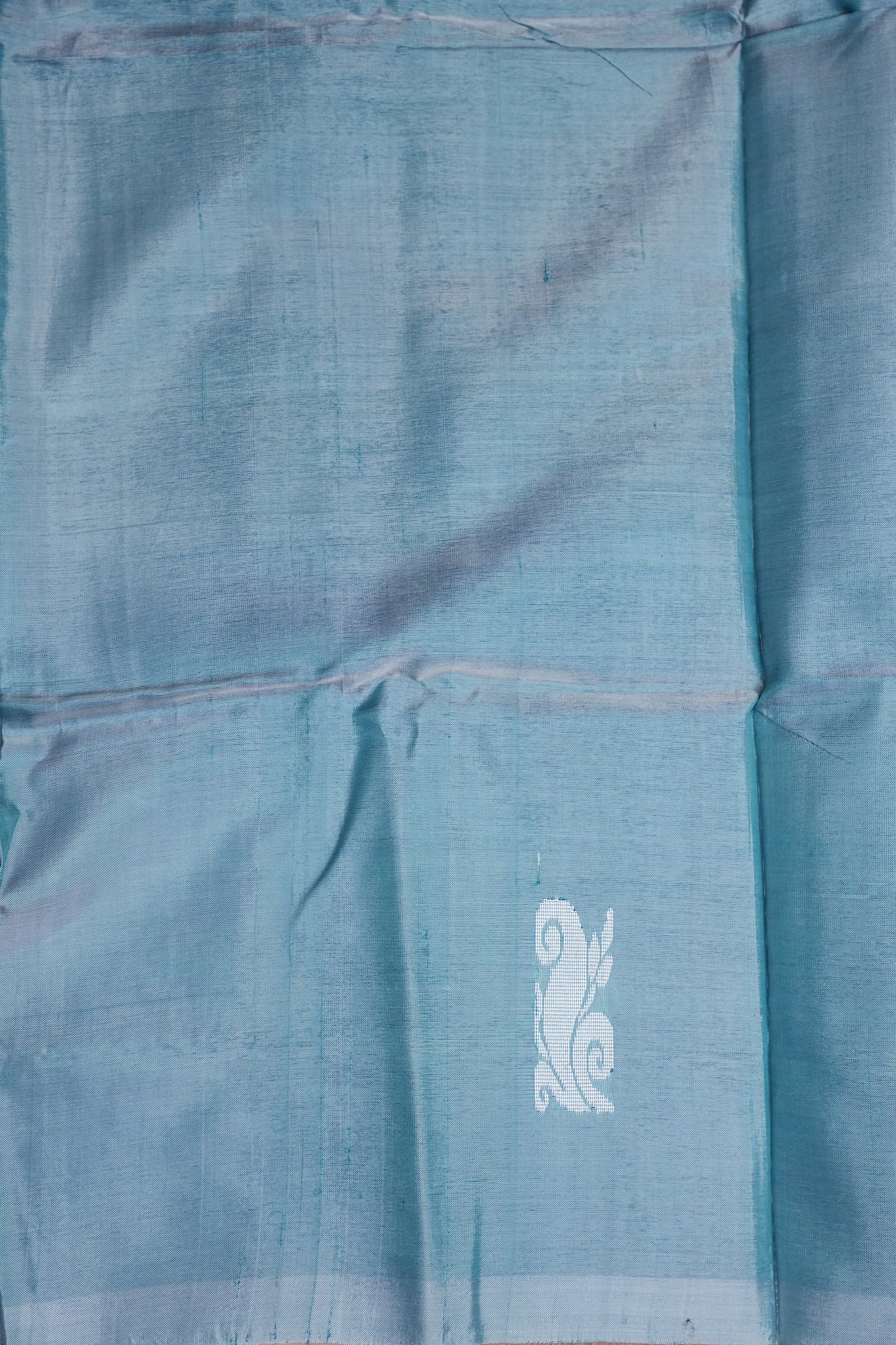 Handwoven Vegan Banana Pith Saree – Aqua Blue and Purple