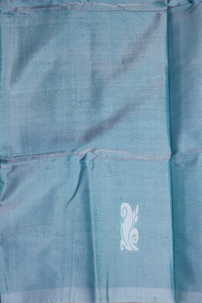 Handwoven Vegan Banana Pith Saree – Aqua Blue and Purple
