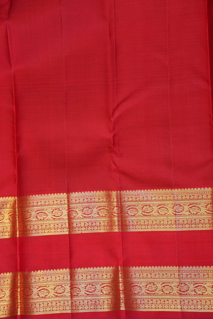 Pure Kanchipuram Silk Saree with Rich Gold Zari - Green & Vermilion Red