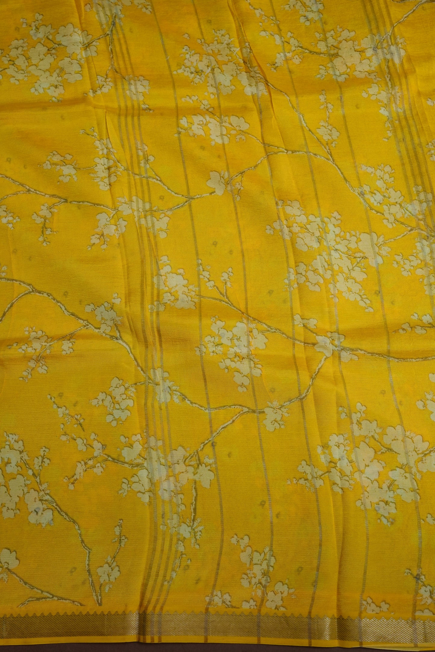 Mangalagiri Printed Silk Saree - Aqua Blue & Sunshine Yellow