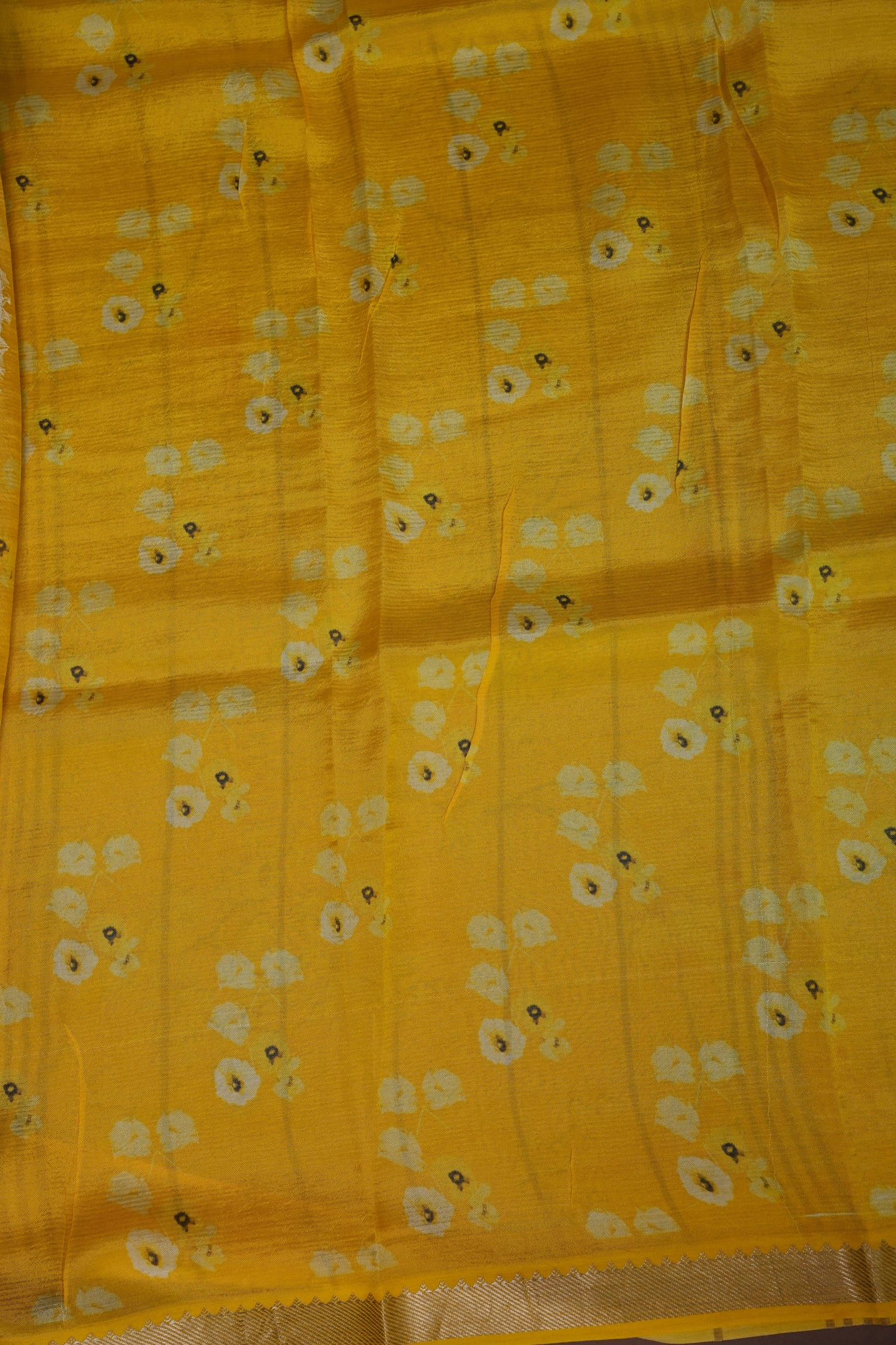 Mangalagiri Printed Silk Saree - Aqua Blue & Sunshine Yellow