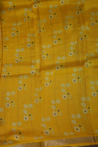 Mangalagiri Printed Silk Saree - Aqua Blue & Sunshine Yellow