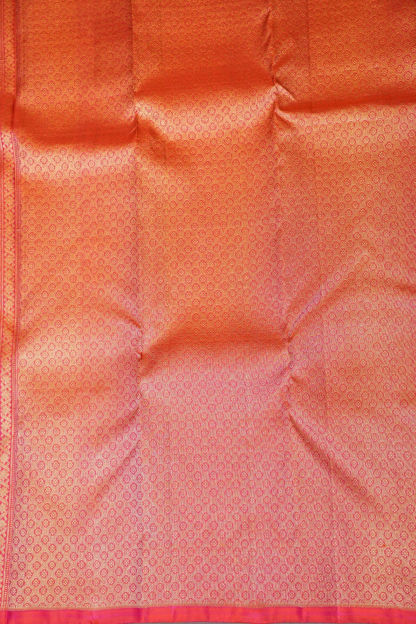 Pure Kanchipuram Silk Saree with Gold Zari Pallu - Emerald Green & Coral Pink