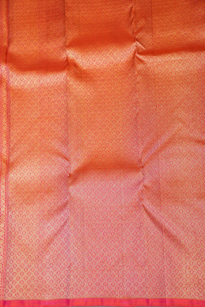 Pure Kanchipuram Silk Saree with Gold Zari Pallu - Emerald Green & Coral Pink