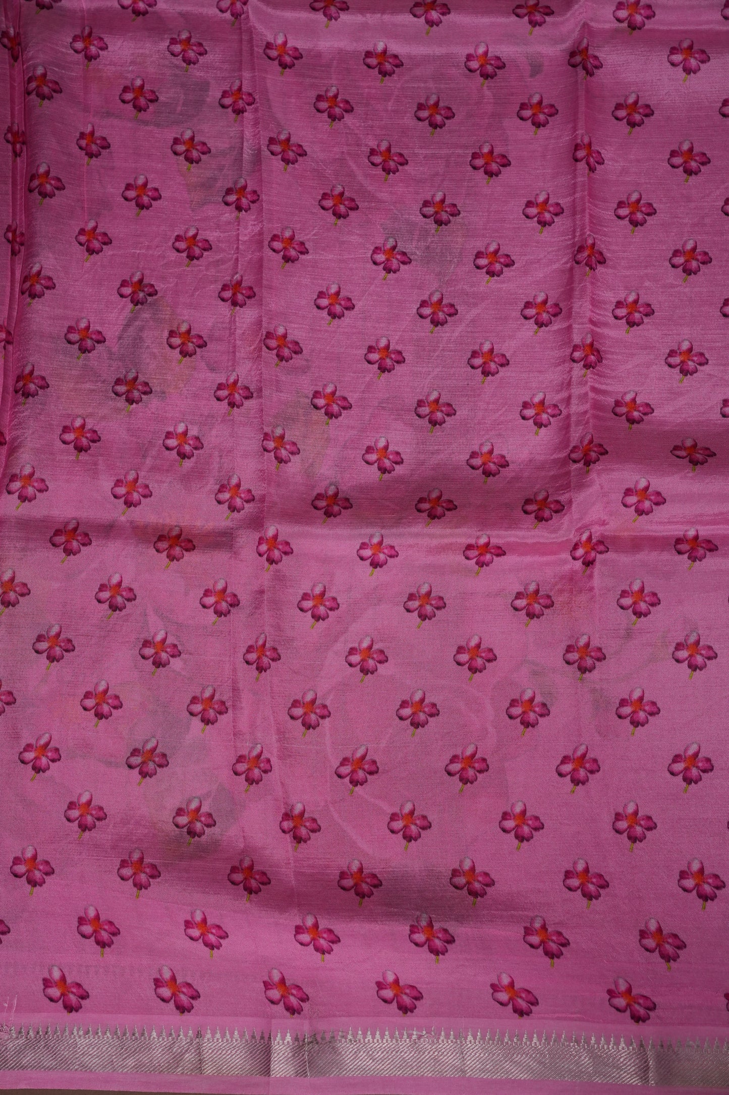 Mangalagiri Printed Silk Saree - Bottle Green & Blush Pink