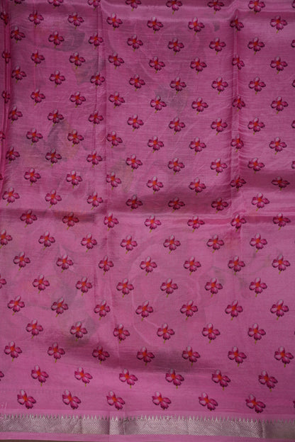 Mangalagiri Printed Silk Saree - Bottle Green & Blush Pink