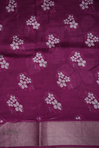 Mangalagiri Printed Silk Saree - Blush Pink & Wine Purple