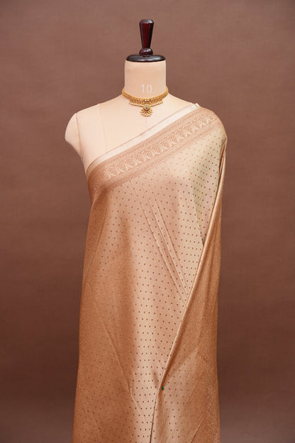 Satin Georgette Banarasi Saree with Antique Buttas & Border – Ivory