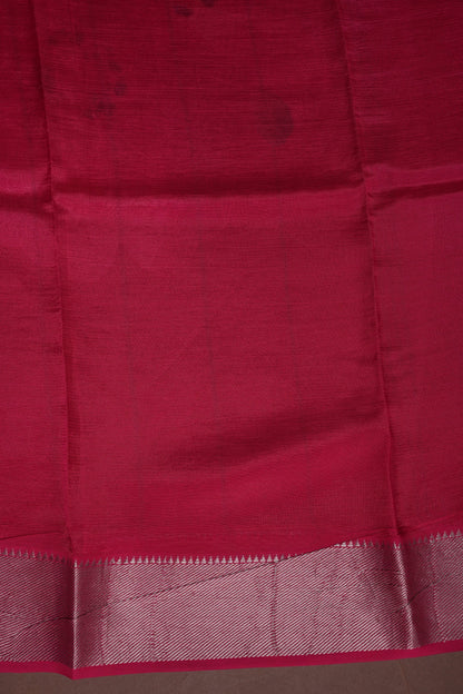 Mangalagiri Printed Silk Saree - Yellow & Rani Pink