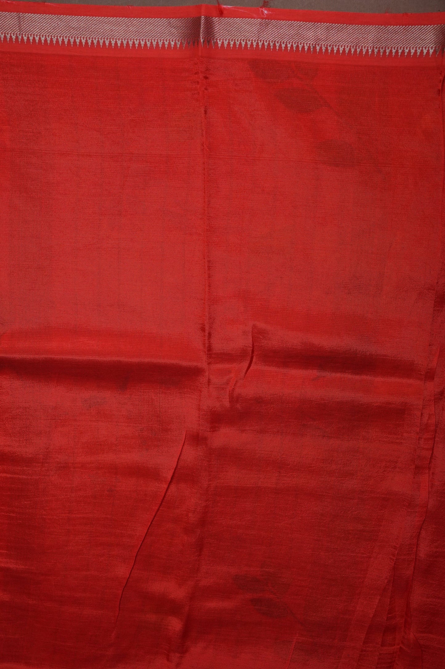 Mangalagiri Printed Silk Saree - Aqua Blue & Coral Orange
