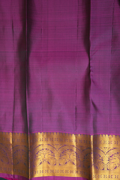 Pure Kanchipuram  Silk Saree with Antique Gold Zari Weave - Deep Green & Magenta