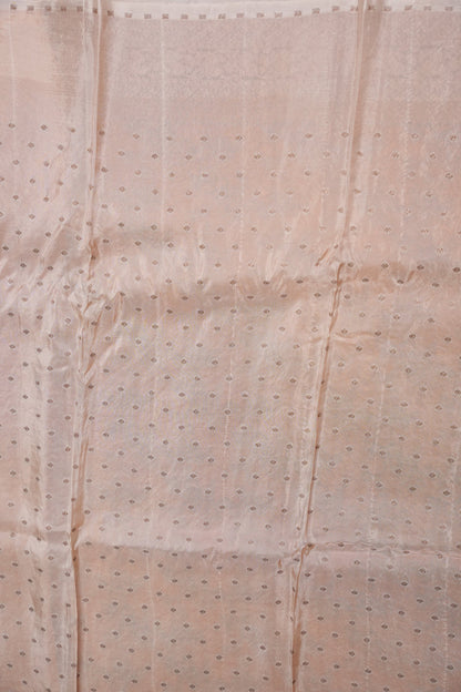 Khaddi Georgette Crepe Silk Saree with Antique Border – Mustard & White