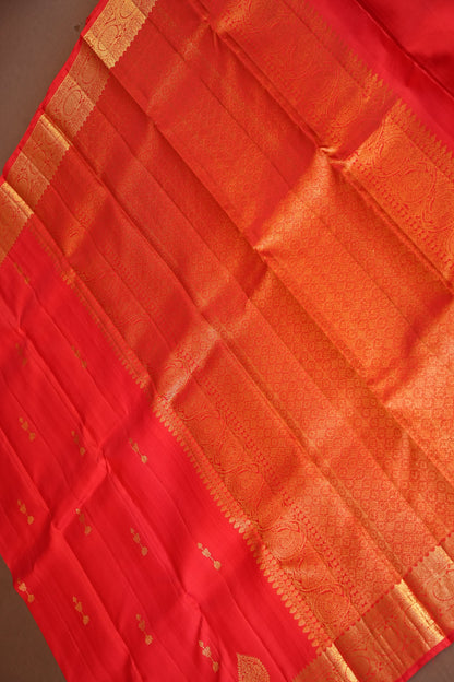 Pure Kanchipuram Silk Saree with Rich Gold Zari Weave - Vibrant Red