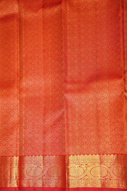 Pure Kanchipuram Silk Saree with Rich Gold Zari Weave - Vibrant Red