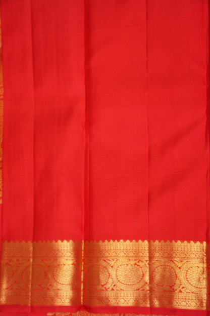 Pure Kanchipuram Silk Saree with Rich Gold Zari Weave - Vibrant Red