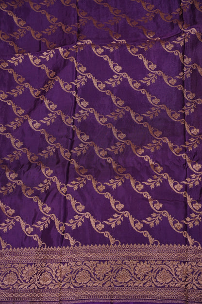 Khaddi Georgette Crepe Silk Saree with Antique Border – Yellow & Purple