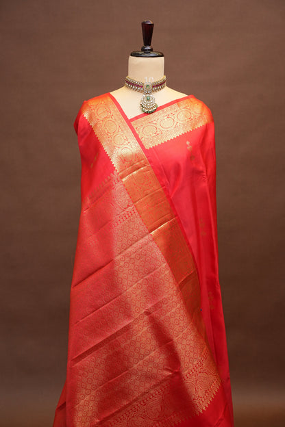 Pure Kanchipuram Silk Saree with Rich Gold Zari Weave - Vibrant Red