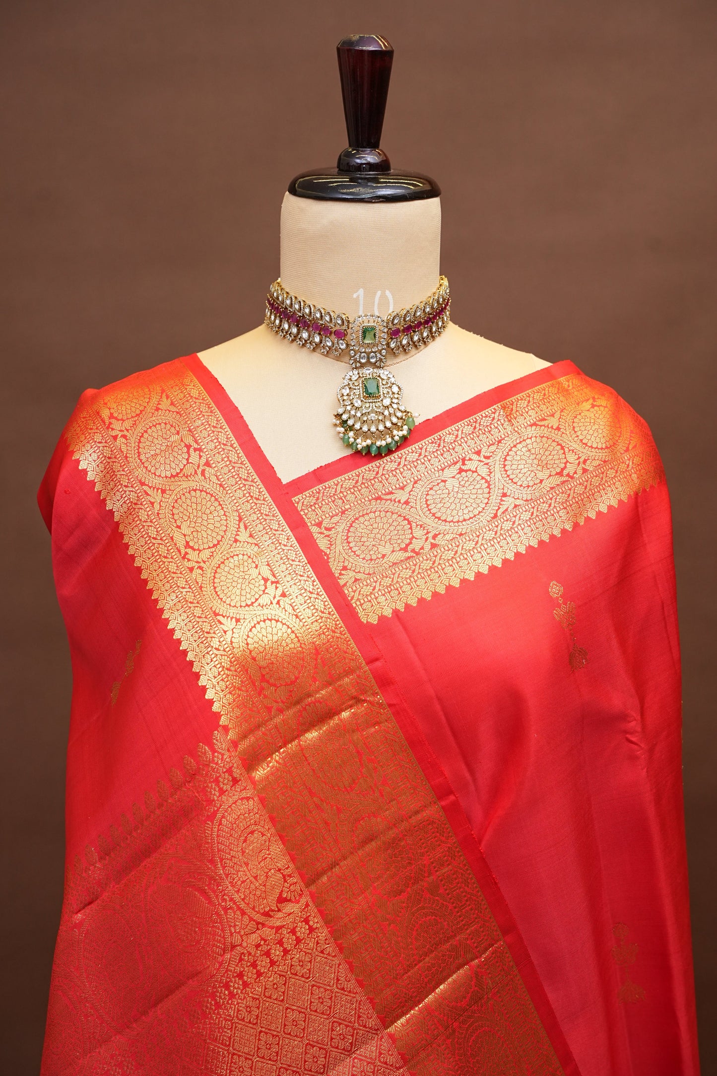 Pure Kanchipuram Silk Saree with Rich Gold Zari Weave - Vibrant Red