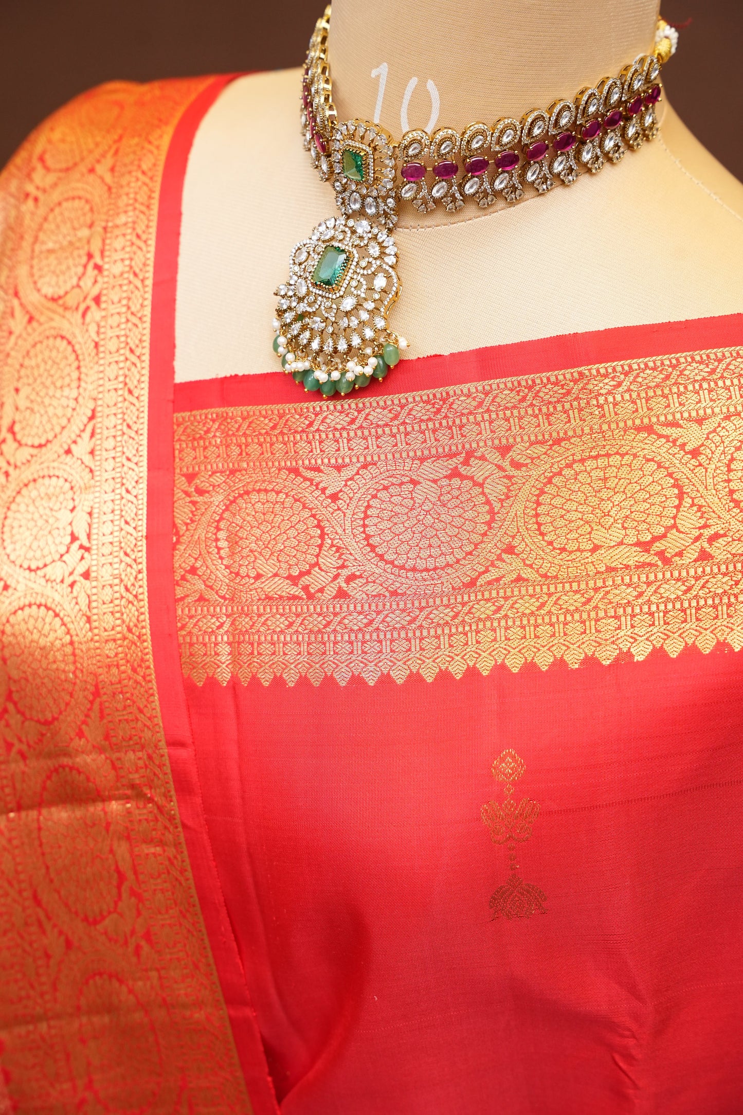 Pure Kanchipuram Silk Saree with Rich Gold Zari Weave - Vibrant Red