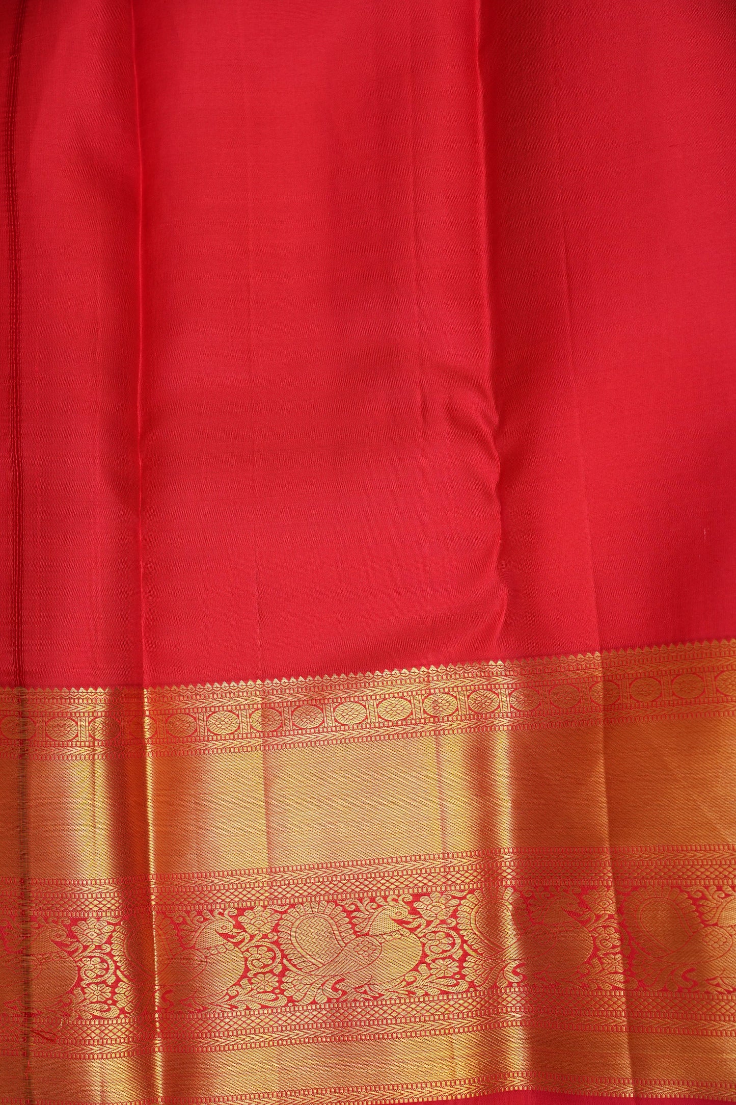 Pure Kanchipuram Silk Saree with Rich Gold Zari Border - Red