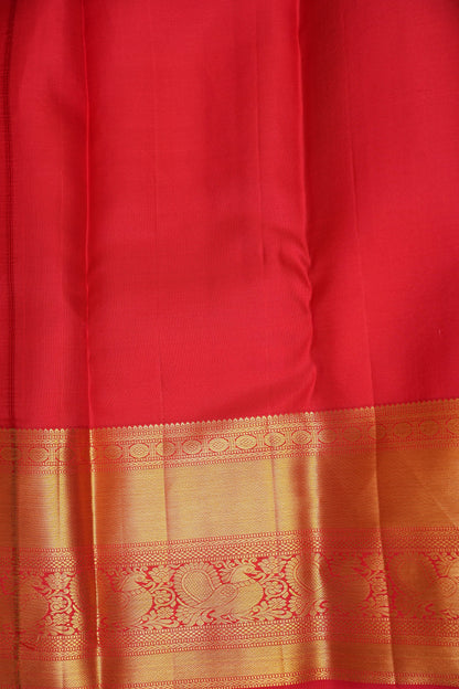 Pure Kanchipuram Silk Saree with Rich Gold Zari Border - Red
