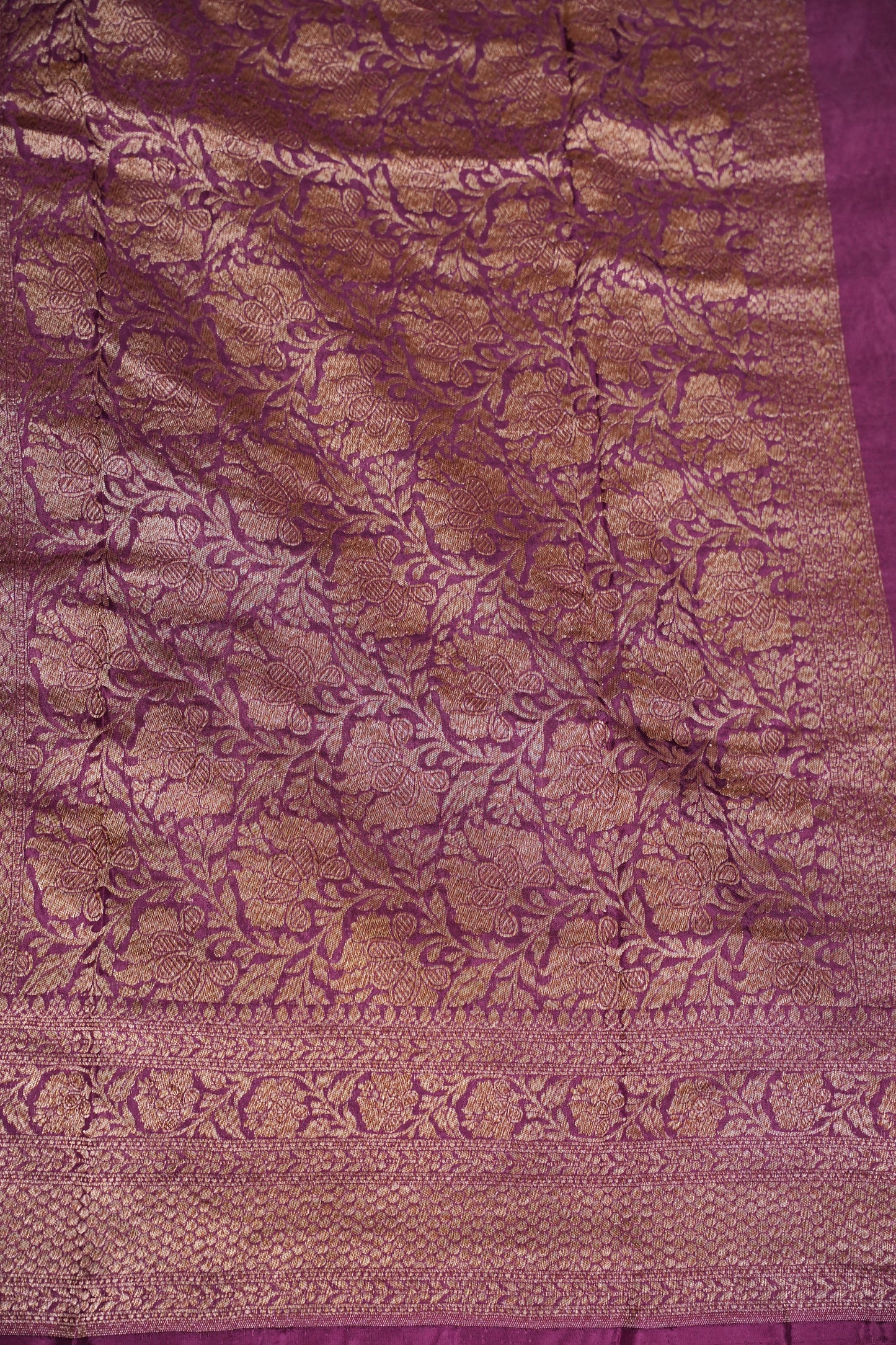 Khaddi Georgette Crepe Silk Saree with Antique Border – Baby Pink & Wine