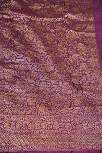 Khaddi Georgette Crepe Silk Saree with Antique Border – Baby Pink & Wine