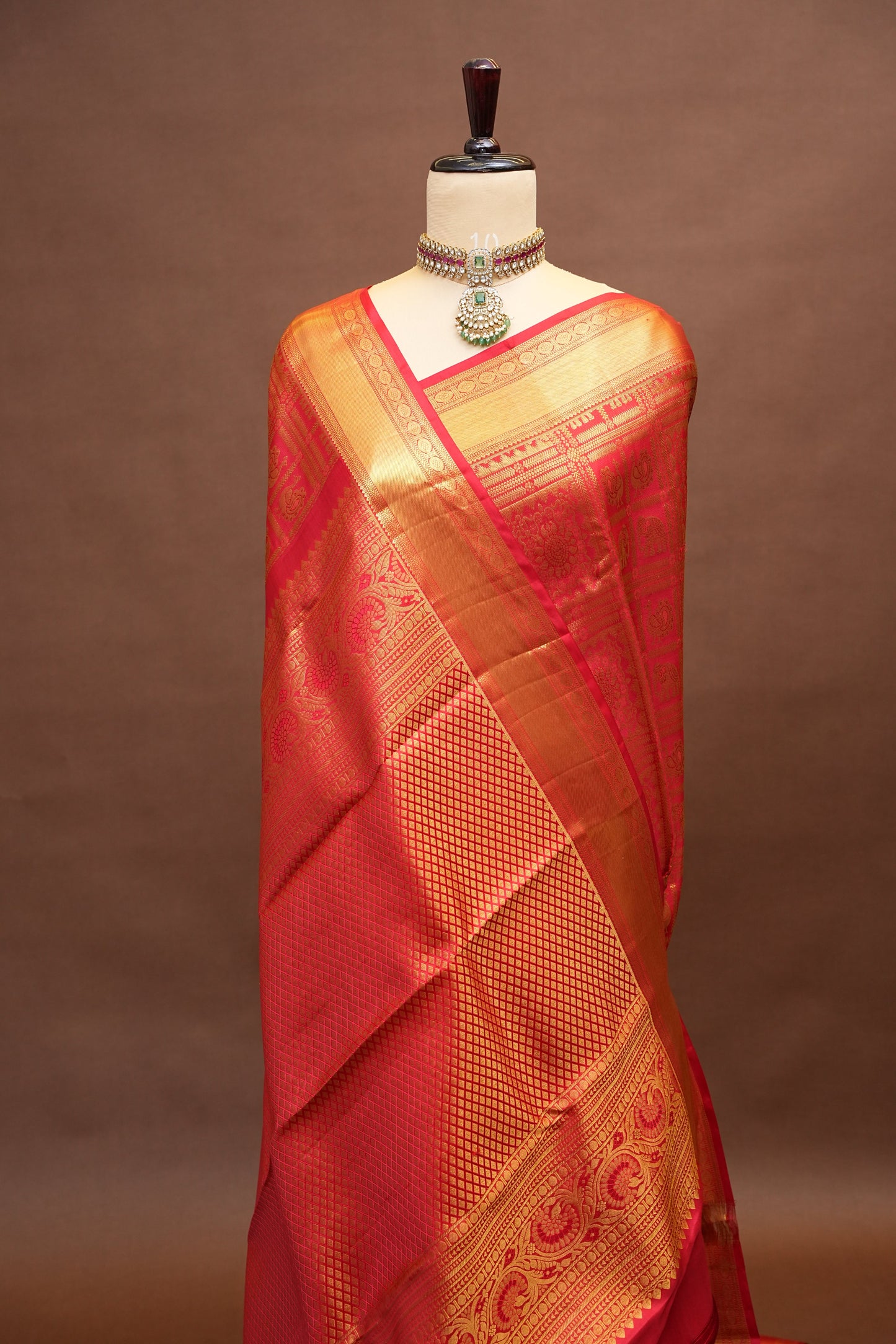 Pure Kanchipuram Silk Saree with Rich Gold Zari Border - Red