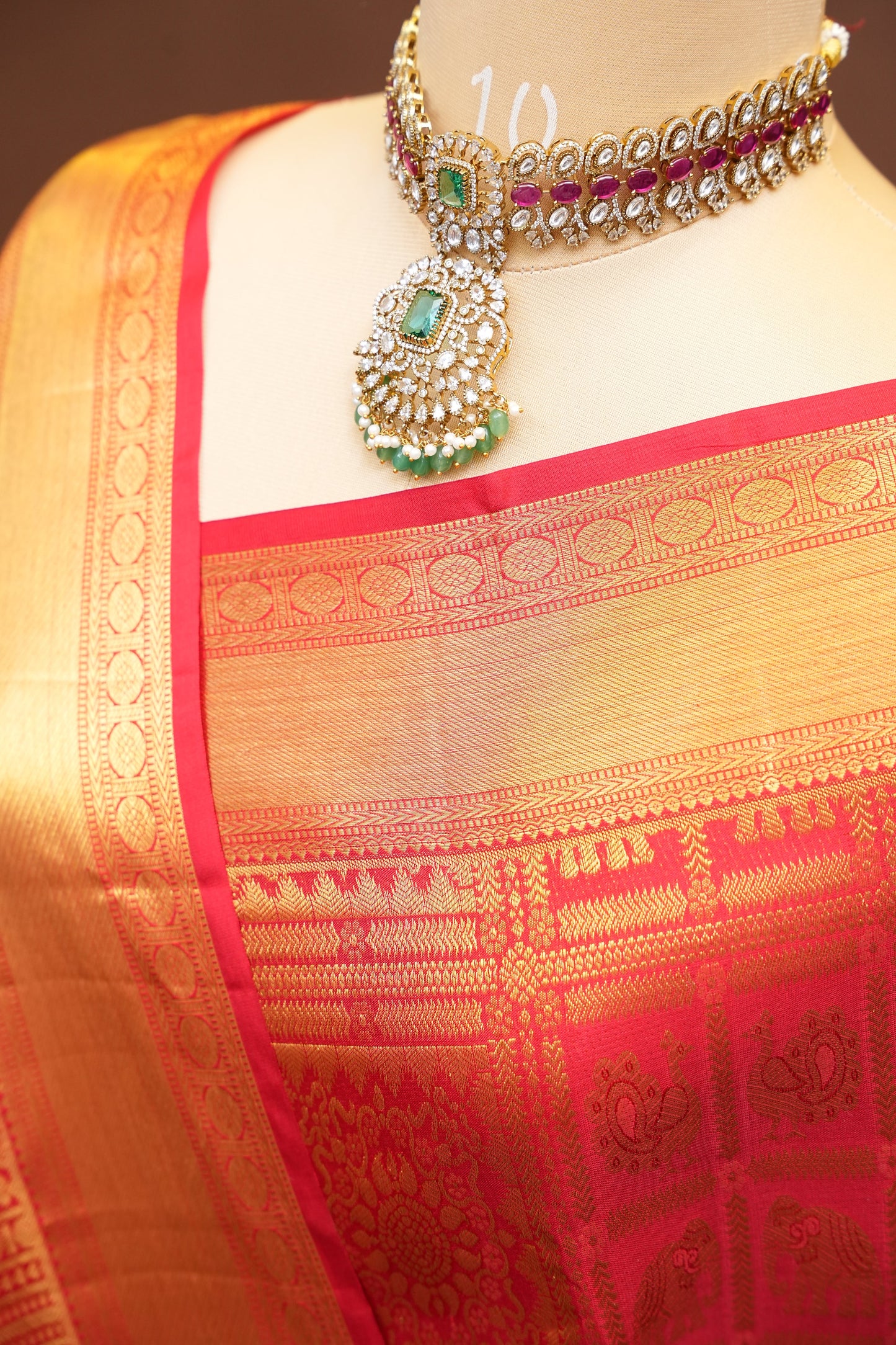 Pure Kanchipuram Silk Saree with Rich Gold Zari Border - Red