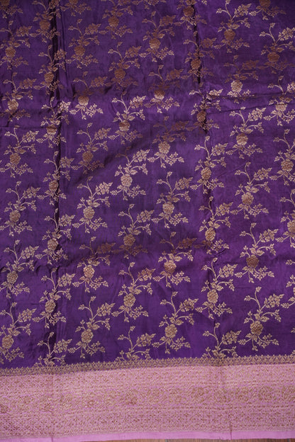 Khaddi Georgette Crepe Silk Saree with Antique Border – Purple & Pink