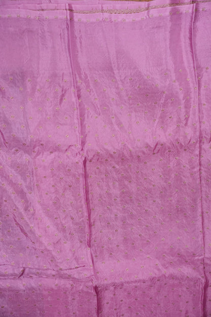 Khaddi Georgette Crepe Silk Saree with Antique Border – Purple & Pink