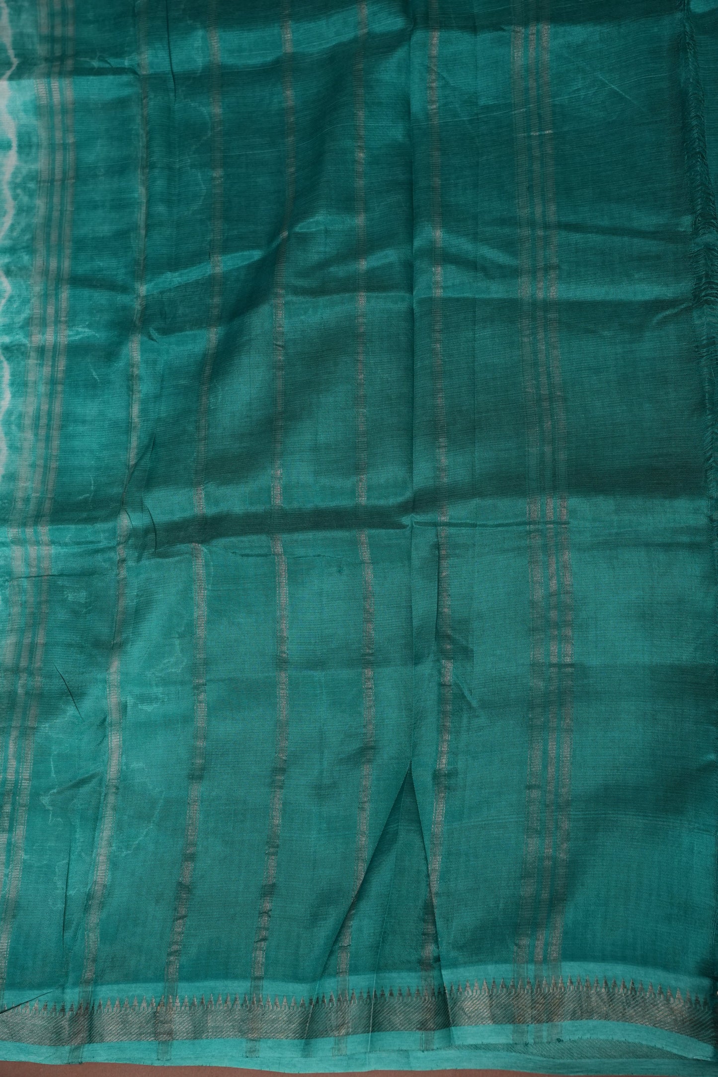 Mangalagiri Silk Shibori Tie & Dye Saree - Aqua Teal