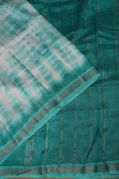 Mangalagiri Silk Shibori Tie & Dye Saree - Aqua Teal