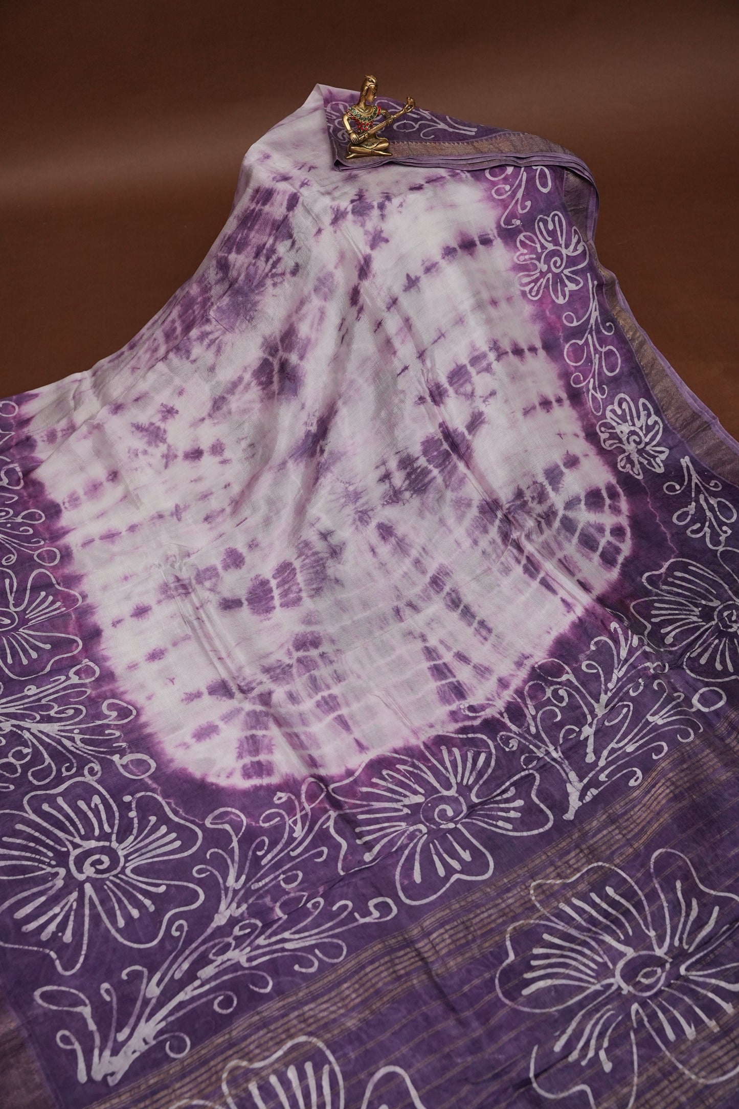 Mangalagiri Silk Shibori Tie & Dye Saree - Lavender
