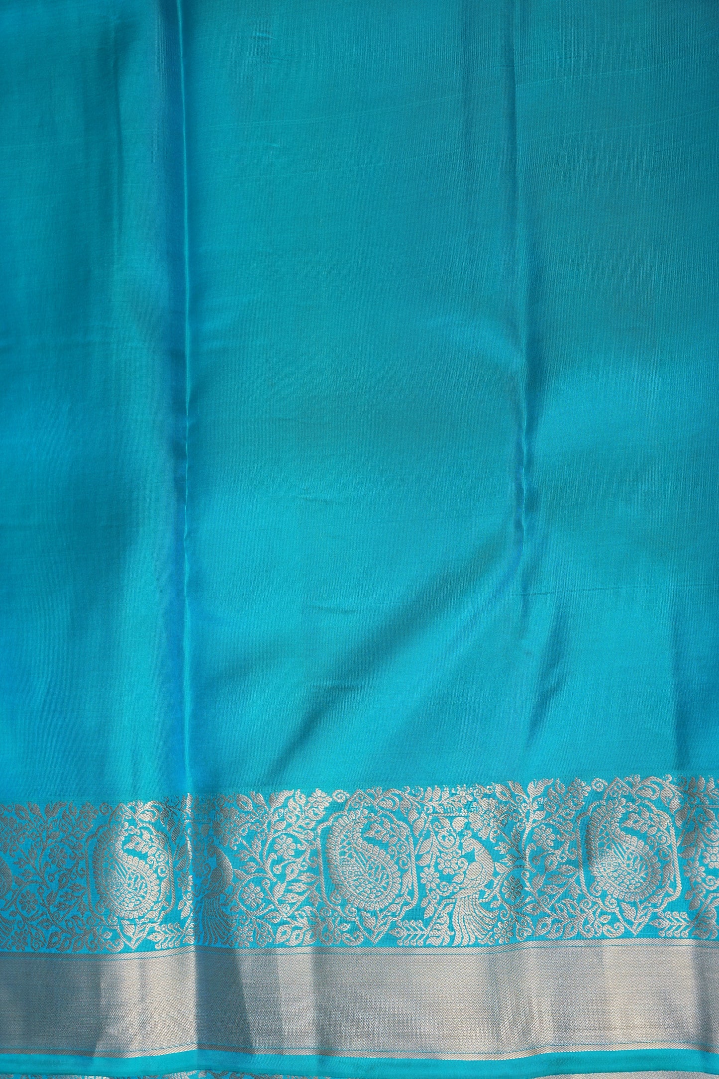 Pure Kanchipuram Silk Saree with Elegant Antique Gold Zari Weave - Aqua Blue